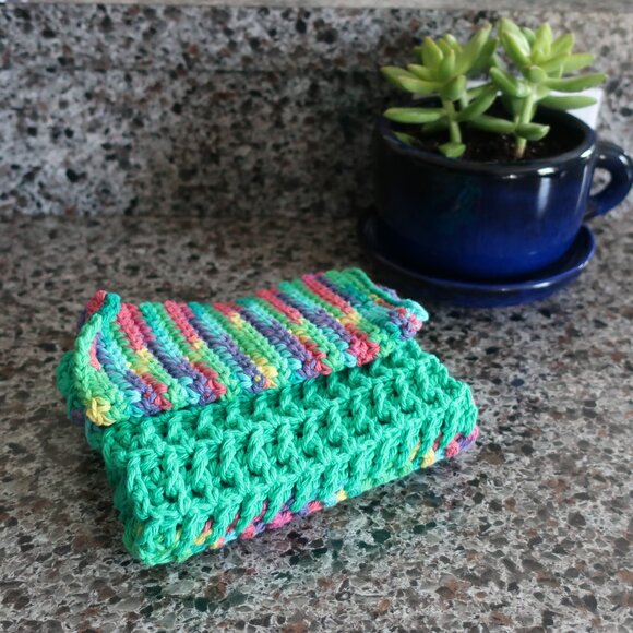 Multicolored Crochet Dish Drying Mats 100% Cotton Kitchen - Picture 5 of 13